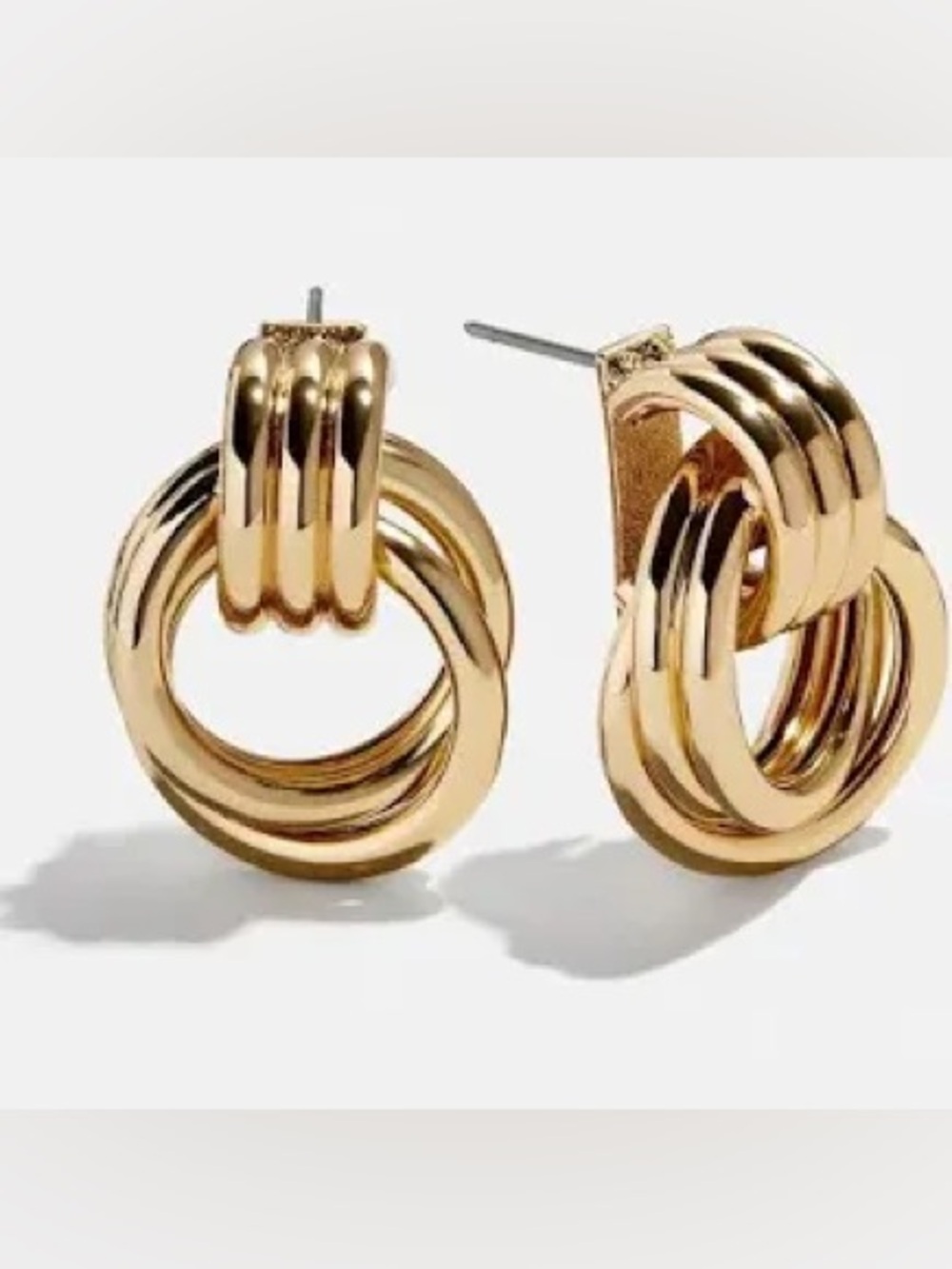 Gold Double-Ring Drop Earrings - Women Jewelry